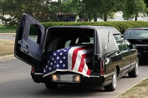 American Flag Covering Veterans Casket