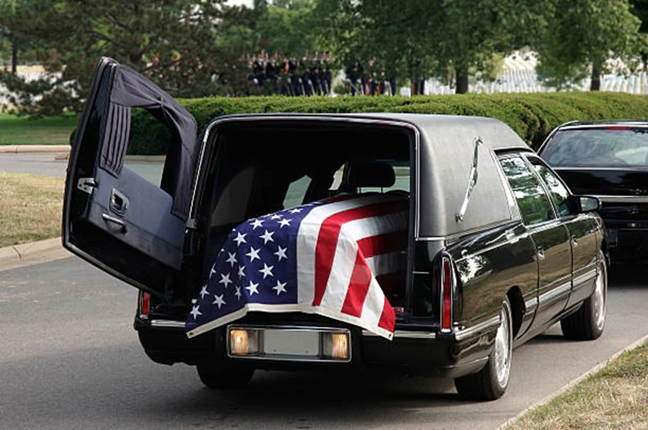 American Flag Covering Veterans Casket